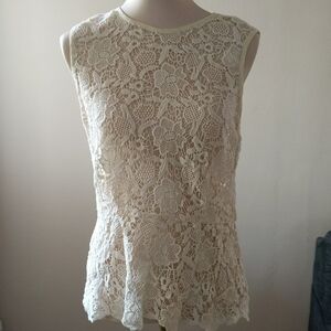 Cream Lace Sleeveless Top